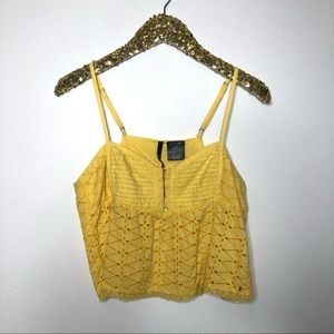 O’Neill Surf Lemon Sunshine Yellow Eyelet Lace Crop Tank L